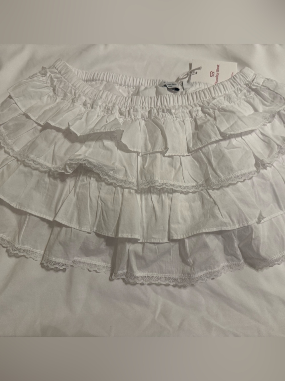 Aritzia White Tiered Ruffle Mini Skirt
